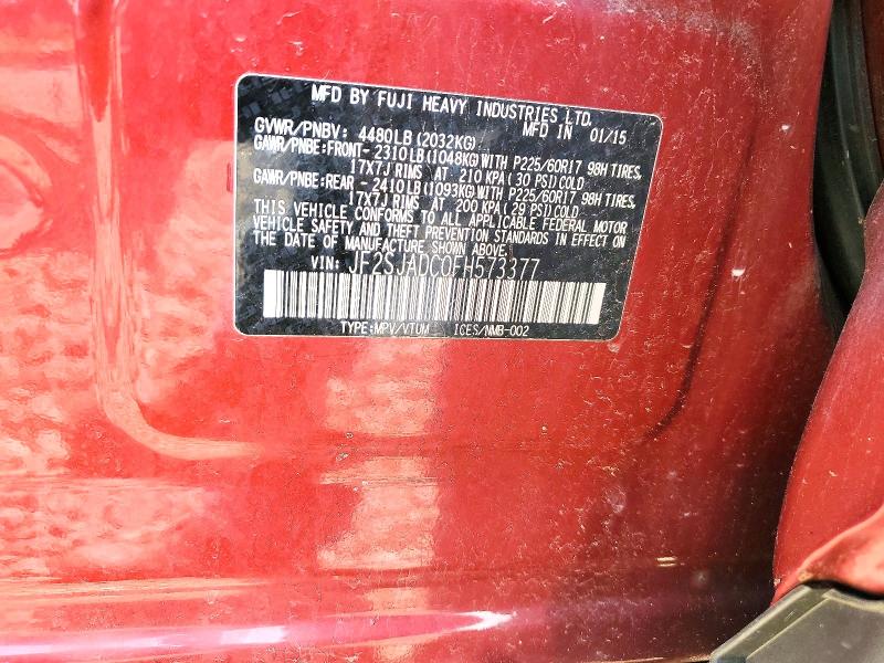 Aukcja sprzedaży 2015 Subaru Forester, vin: JF2SJADC0FH573377, numer aukcji: 58445486
