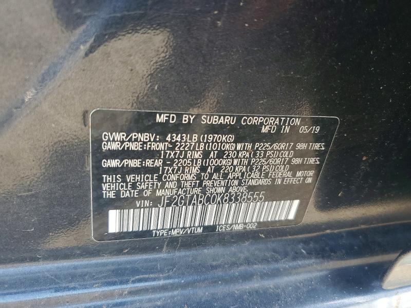 Продажа на аукционе авто 2019 Subaru Crosstrek, vin: JF2GTABC0K8338555, номер лота: 57041836
