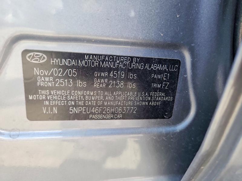 Aukcja sprzedaży 2006 Hyundai Sonata, vin: 5NPEU46F26H063772, numer aukcji: 57978626