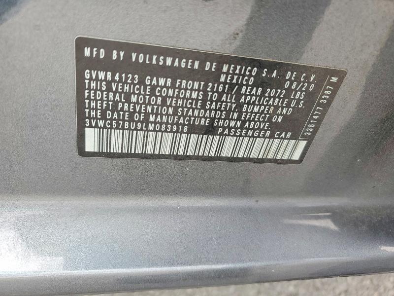 55407476 :رقم المزاد ، 3VWC57BU9LM083918 vin ، 2020 Volkswagen Jetta مزاد بيع