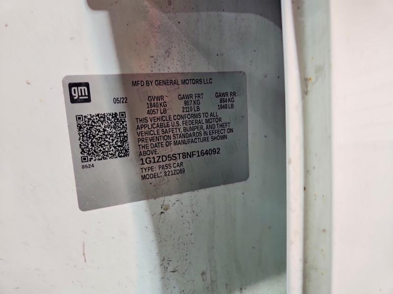 55599876 :رقم المزاد ، 1G1ZD5ST8NF164092 vin ، 2022 Chevrolet Malibu مزاد بيع