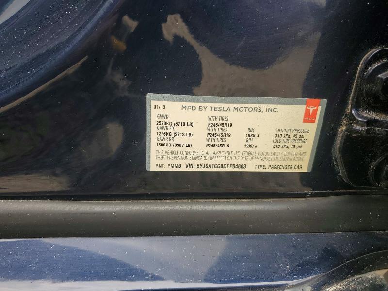 2013 Tesla Model S მანქანა იყიდება აუქციონზე, vin: 5YJSA1CG8DFP04863, აუქციონის ნომერი: 58301586