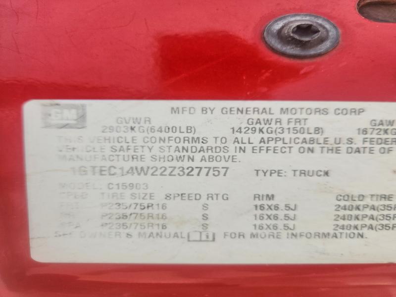 56622426 :رقم المزاد ، 1GTEC14W22Z327757 vin ، 2002 Gmc New Sierra مزاد بيع