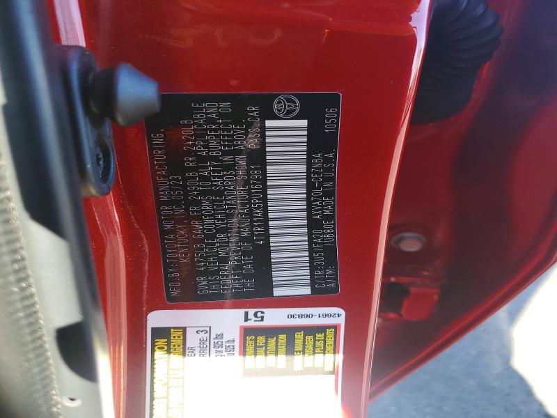 85971165 :رقم المزاد ، 4T1R11AK5PU167981 vin ، 2023 Toyota Camry مزاد بيع