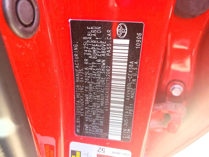 Aukcja sprzedaży 2025 Toyota Camry, vin: 4T1DAACK0SU152062, numer aukcji: 53344676