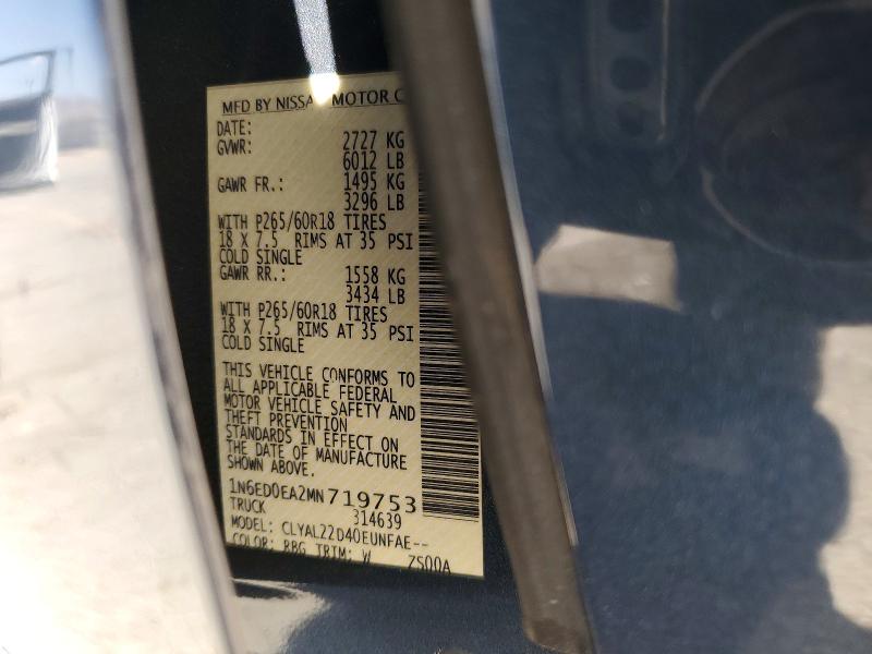 Aukcja sprzedaży 2021 Nissan Frontier, vin: 1N6ED0EA2MN719753, numer aukcji: 58736726