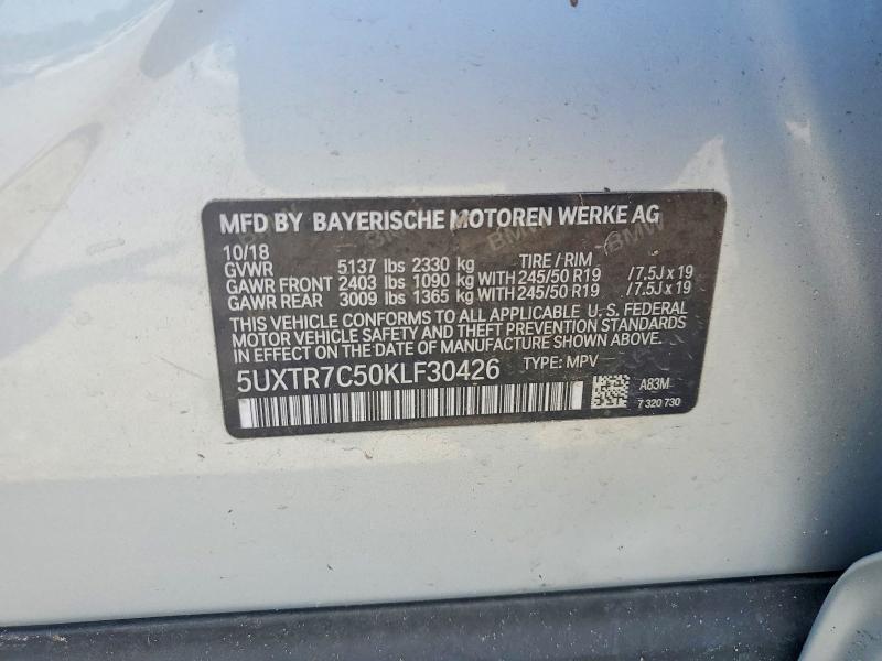 Aukcja sprzedaży 2019 Bmw X3, vin: 5UXTR7C50KLF30426, numer aukcji: 56952266