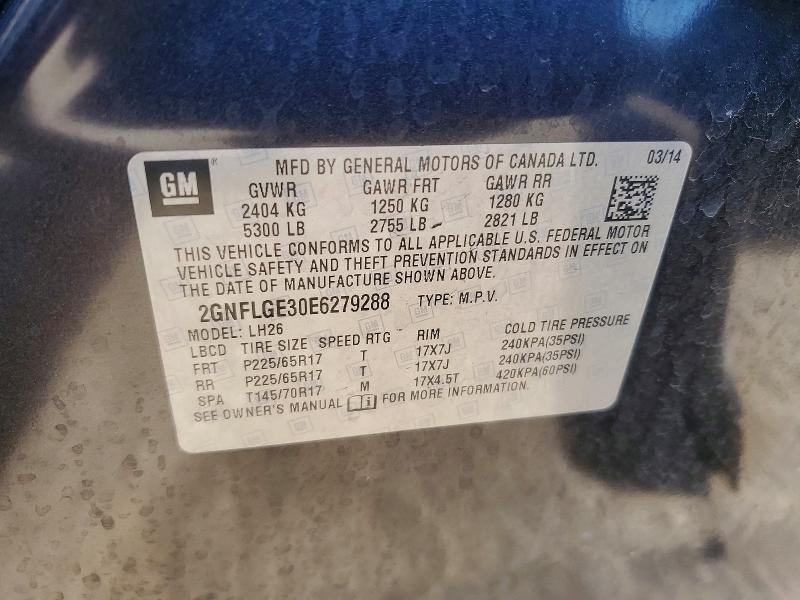 Aukcja sprzedaży 2014 Chevrolet Equinox, vin: 2GNFLGE30E6279288, numer aukcji: 57516866