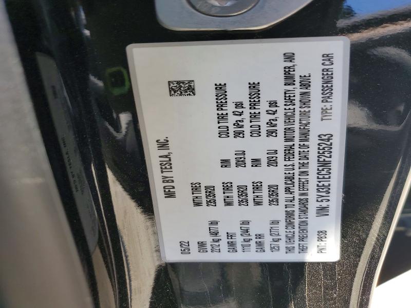 Продаж на аукціоні авто 2022 Tesla Model 3, vin: 5YJ3E1EC5NF255243, номер лоту: 57535016