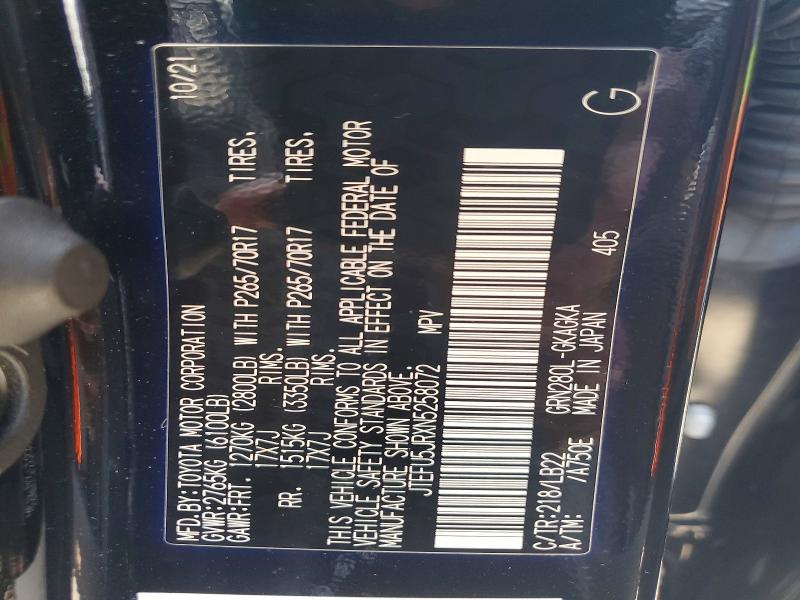 58517726 :رقم المزاد ، JTEFU5JRXN5258072 vin ، 2022 Toyota 4runner مزاد بيع