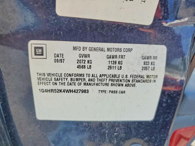 Продажа на аукционе авто 1998 Buick Lesabre, vin: 1G4HR52K4WH427983, номер лота: 57473266