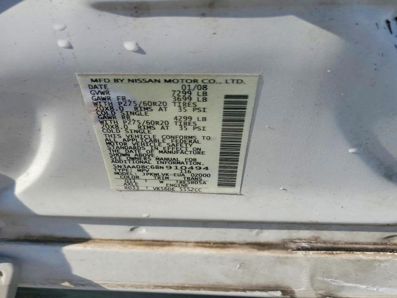Aukcja sprzedaży 2008 Infiniti Qx56, vin: 5N3AA08C68N910494, numer aukcji: 57326666