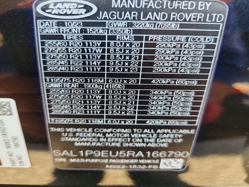 57014176 :رقم المزاد ، SAL1P9EU5RA166790 vin ، 2024 Land Rover Range Rover Sport مزاد بيع