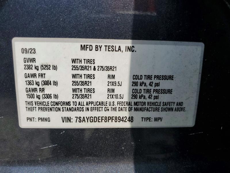 95585035 :رقم المزاد ، 7SAYGDEF8PF894248 vin ، 2023 Tesla Model Y مزاد بيع
