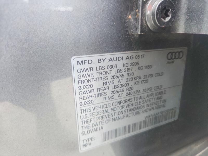 Продаж на аукціоні авто 2017 Audi Q7, vin: WA1VAAF70HD058427, номер лоту: 56719346