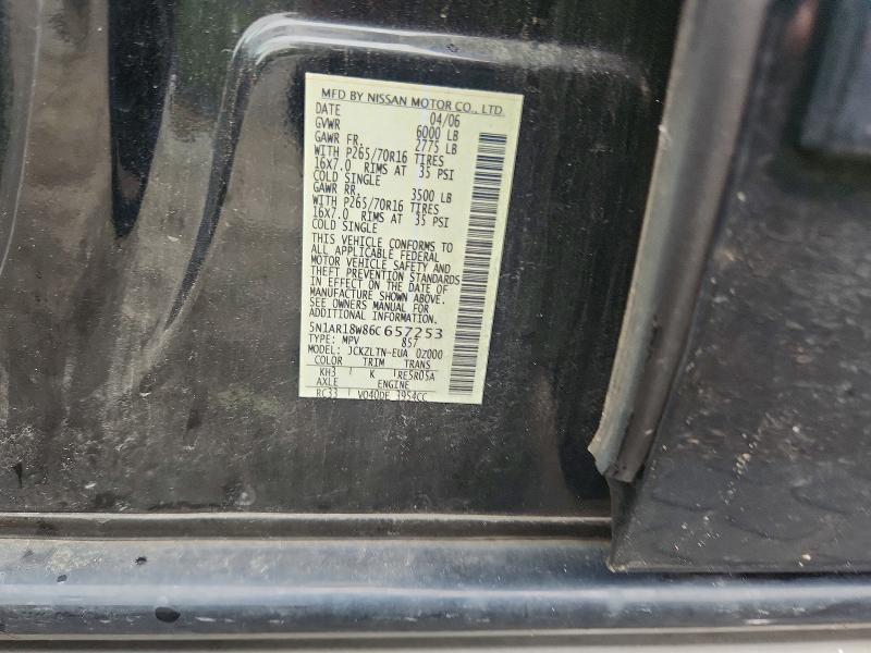 57910026 :رقم المزاد ، 5N1AR18W86C657253 vin ، 2006 Nissan Pathfinder مزاد بيع