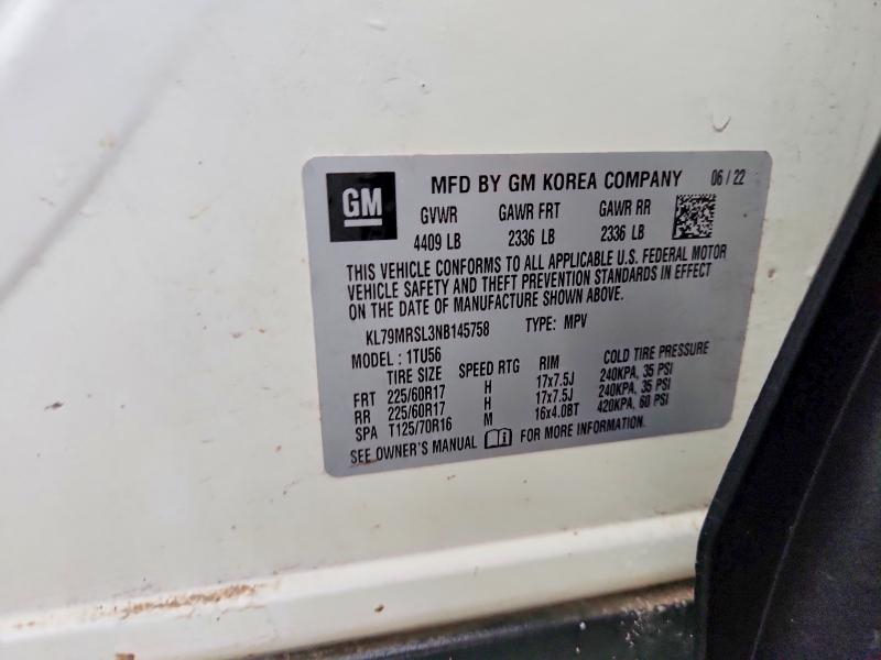 2022 Chevrolet Trailblazer მანქანა იყიდება აუქციონზე, vin: KL79MRSL3NB145758, აუქციონის ნომერი: 57062396