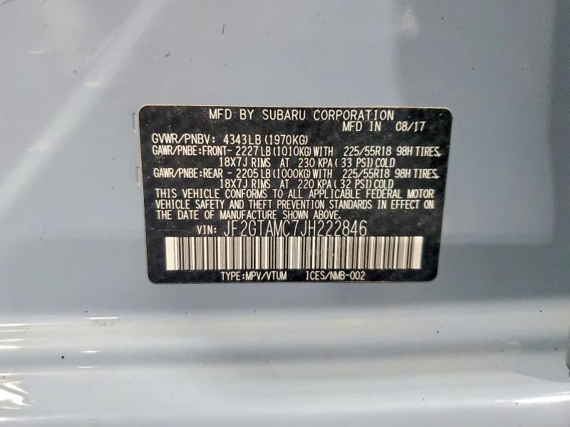 Aukcja sprzedaży 2018 Subaru Crosstrek, vin: JF2GTAMC7JH222846, numer aukcji: 55770886