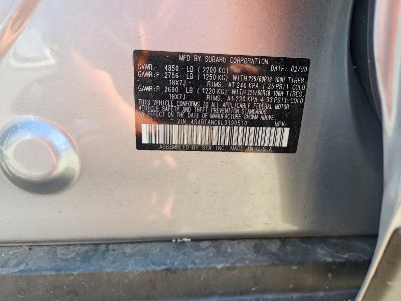 Продажа на аукционе авто 2020 Subaru Outback, vin: 4S4BTANC6L3190510, номер лота: 57888636