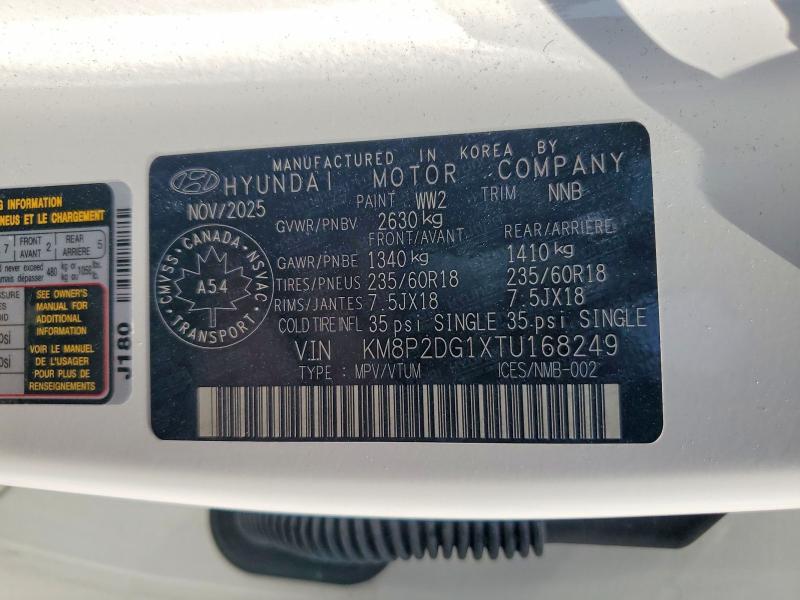 55367776 :رقم المزاد ، KM8P2DG1XTU168249 vin ، 2026 Hyundai Santa Fe مزاد بيع