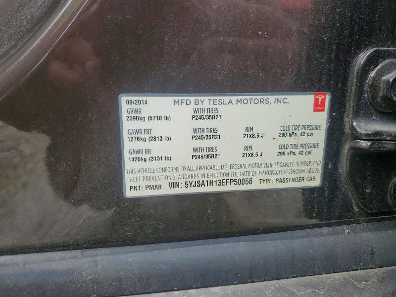 2014 Tesla Model S მანქანა იყიდება აუქციონზე, vin: 5YJSA1H13EFP50056, აუქციონის ნომერი: 54446786