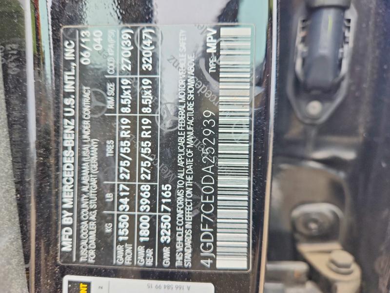 57486076 :رقم المزاد ، 4JGDF7CE0DA252939 vin ، 2013 Mercedes-benz Gl مزاد بيع