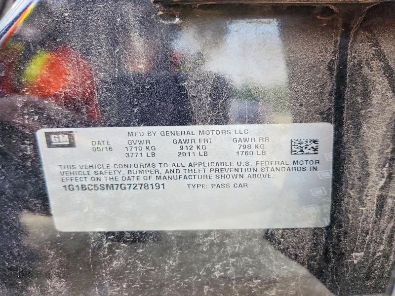 Продаж на аукціоні авто 2016 Chevrolet Cruze, vin: 1G1BC5SM7G7278191, номер лоту: 58829966