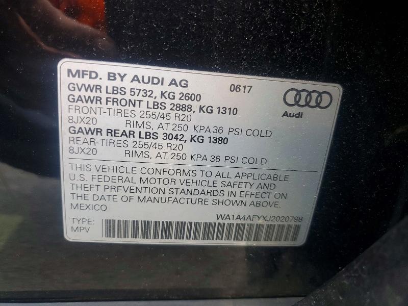 Продажа на аукционе авто 2018 Audi Sq5, vin: WA1A4AFYXJ2020798, номер лота: 56789816