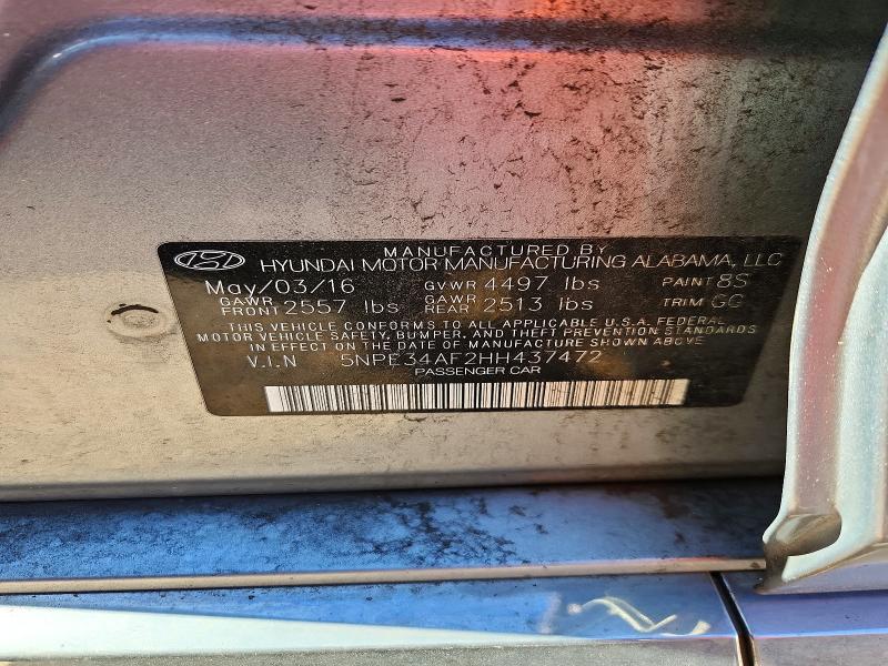 2017 Hyundai Sonata მანქანა იყიდება აუქციონზე, vin: 5NPE34AF2HH437472, აუქციონის ნომერი: 56888926