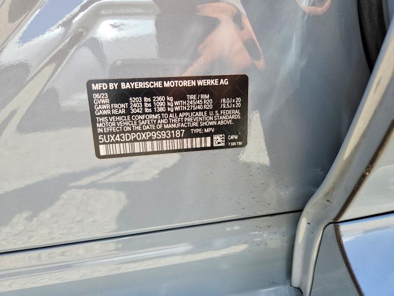 57973006 :رقم المزاد ، 5UX43DP0XP9S93187 vin ، 2023 Bmw X3 مزاد بيع