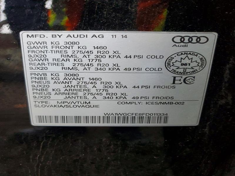Продаж на аукціоні авто 2015 Audi Q7, vin: WA1WGCFE8FD011334, номер лоту: 58759006