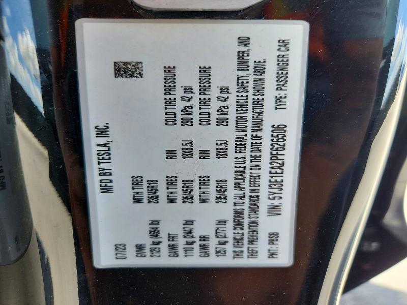 57496506 :رقم المزاد ، 5YJ3E1EA2PF626506 vin ، 2023 Tesla Model 3 مزاد بيع