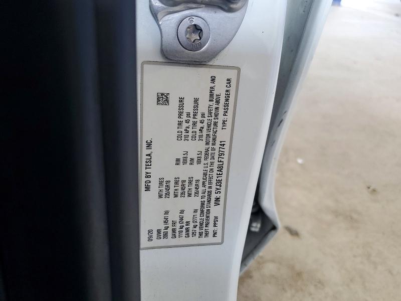 Продаж на аукціоні авто 2020 Tesla Mdl 3, vin: 5YJ3E1EA8LF797741, номер лоту: 58920186