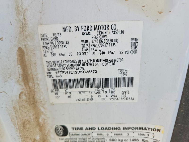Продажа на аукционе авто 2013 Ford F150, vin: 1FTFW1ET2DKG35572, номер лота: 58729256