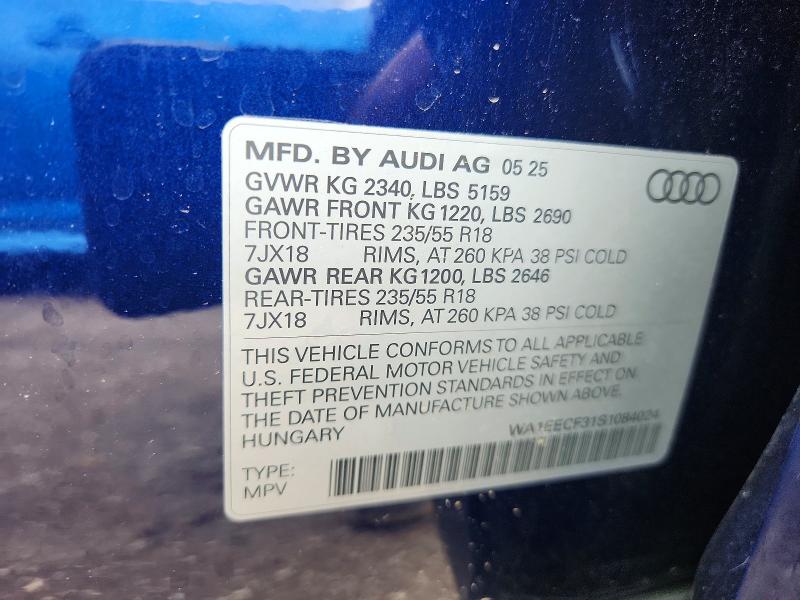 56296986 :رقم المزاد ، WA1EECF31S1084024 vin ، 2025 Audi Q3 مزاد بيع