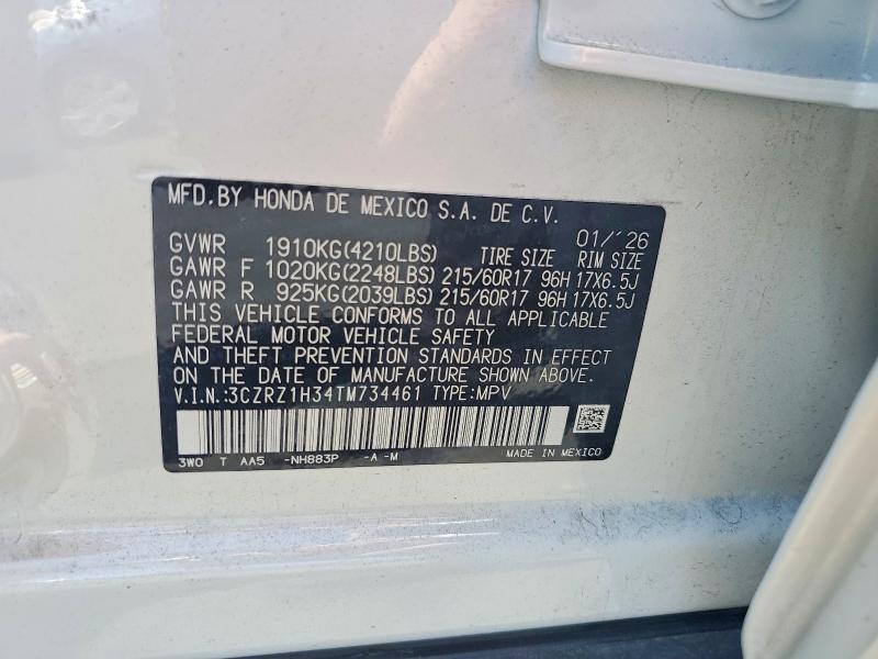 Продаж на аукціоні авто 2026 Honda Hr-v, vin: 3CZRZ1H34TM734461, номер лоту: 59018716