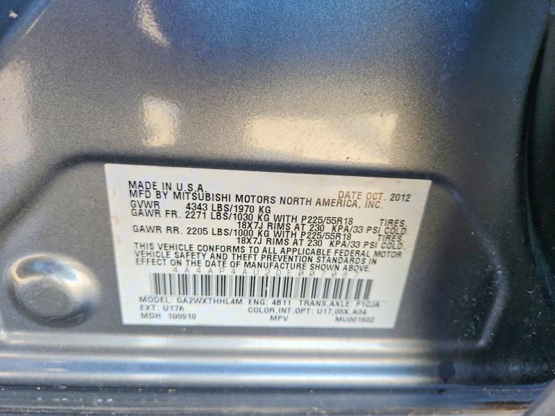 Aukcja sprzedaży 2013 Mitsubishi Outlander Sport, vin: 4A4AP4AU2DE007087, numer aukcji: 57839896