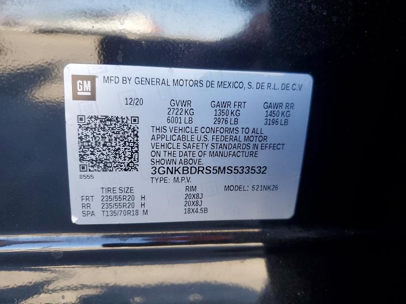 Aukcja sprzedaży 2021 Chevrolet Blazer, vin: 3GNKBDRS5MS533532, numer aukcji: 59227666