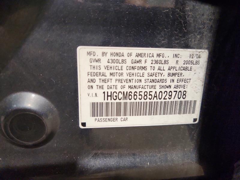 Продаж на аукціоні авто 2005 Honda Accord, vin: 1HGCM66585A029708, номер лоту: 56637026