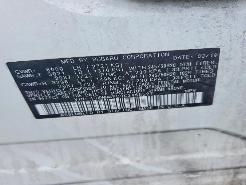 Продажа на аукционе авто 2019 Subaru Ascent, vin: 4S4WMAPD3K3465527, номер лота: 55506576