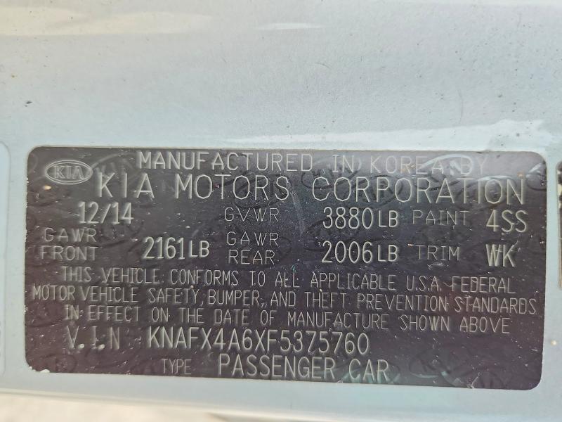 Продажа на аукционе авто 2015 Kia Forte, vin: KNAFX4A6F5375760, номер лота: 56855996