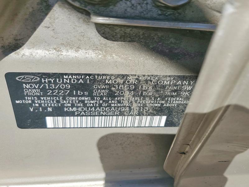 Aukcja sprzedaży 2010 Hyundai Elantra, vin: KMHDU4AD6AU941313, numer aukcji: 56964076