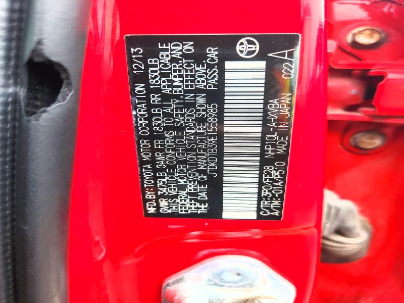 Aukcja sprzedaży 2014 Toyota Prius C, vin: JTDKDTB39E1558985, numer aukcji: 58948286