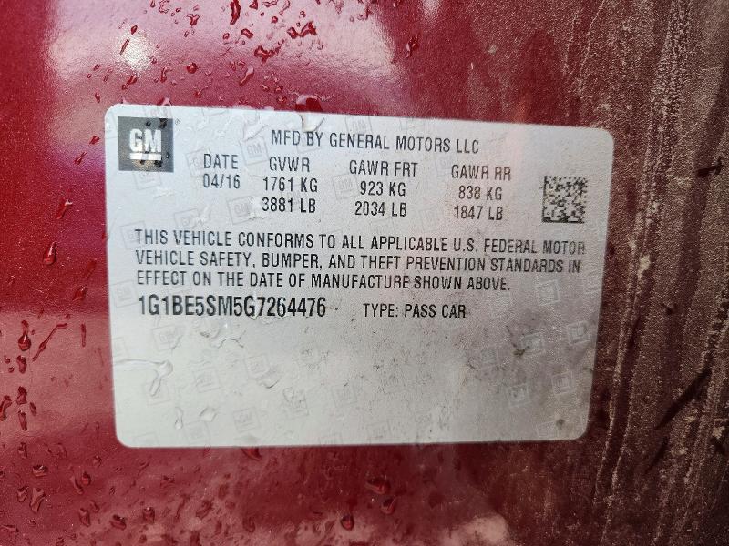 Продаж на аукціоні авто 2016 Chevrolet Cruze, vin: 1G1BE5SM5G7264476, номер лоту: 55321896