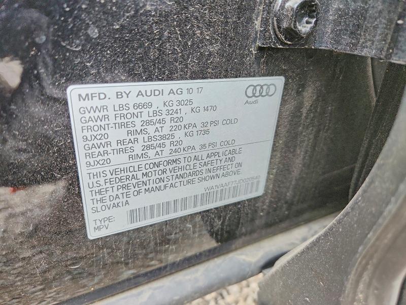 57720626 :رقم المزاد ، WA1VAAF77JD020540 vin ، 2018 Audi Q7 مزاد بيع