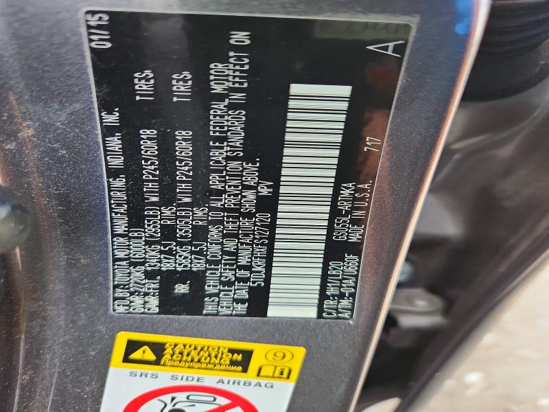 Aukcja sprzedaży 2015 Toyota Highlander, vin: 5TDJKRFHXFS127120, numer aukcji: 57685056