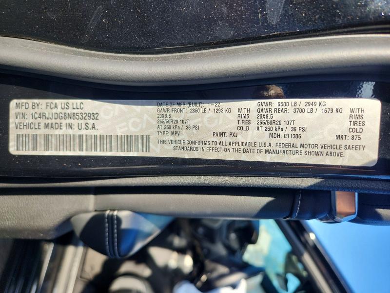Продаж на аукціоні авто 2022 Jeep Grand Cherokee, vin: 1C4RJJDG8N8532932, номер лоту: 56621746