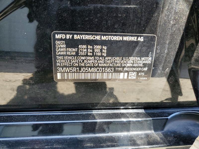 2021 Bmw 330i მანქანა იყიდება აუქციონზე, vin: 3MW5R1J05M8C01563, აუქციონის ნომერი: 56897396