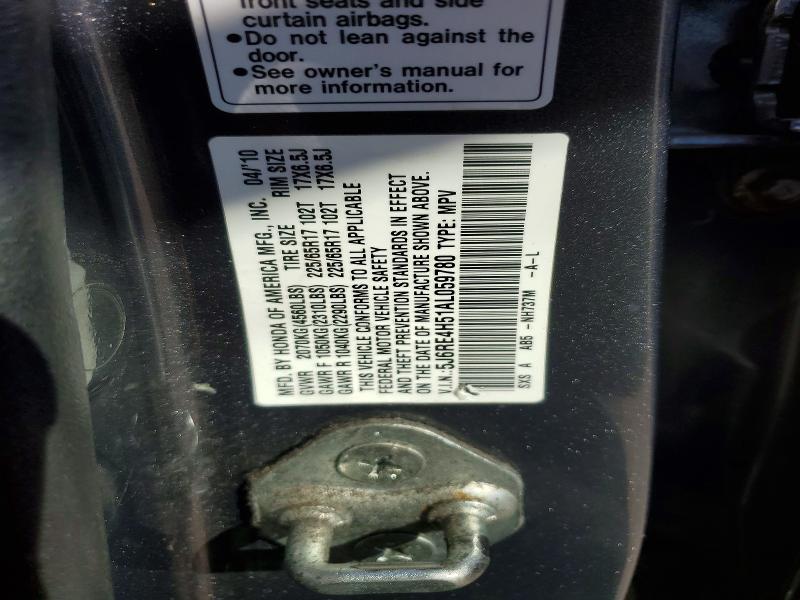Продаж на аукціоні авто 2010 Honda Cr-v, vin: 5J6RE4H51AL059780, номер лоту: 56319716