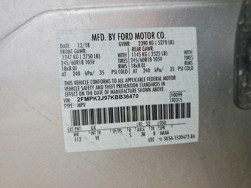 Продажа на аукционе авто 2019 Ford Edge, vin: 2FMPK3J97KBB36470, номер лота: 55177726